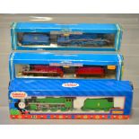 OO gauge. Three Hornby Thomas & Friends locomotives: R9049 Henry; R383 Gordon; R852 James.