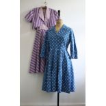 Two vintage 1950s cotton dresses.