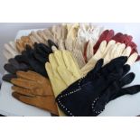 A joblot of vintage ladies leather gloves,