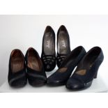 A trio of 1940s ladies shoes comprising of black platfrom peeptoes size 5 by Debonair,