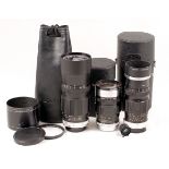 3 Leica L39 Screw Thread Telephoto Lenses. Comprising Sankyo Kohki Komura 200mm f4.