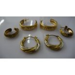 3 pairs of 9 ct gold earrings- combined weight 5.18g