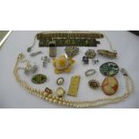 A quantity of various costume jewellery, whistle etc.