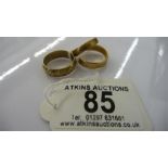 3 x 9 Ct gold wedding bands- total weighht 7.77g