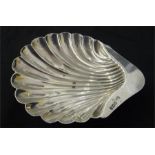 A hallmarked silver shell shaped dish- 54.7g