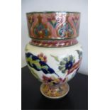 A Zsolnay vase decorated with flowers,26cm- condition- 2 small chips to rim, slight glazing cracks