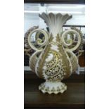 A Fischer two handled vase, 36 cm - some restoration to top