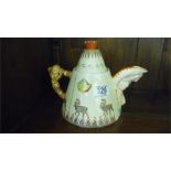 A Newport pottery Clarice Cliff novelty tea pot modelled as native Canadian teepee 'Greetings from