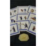 A set of 11 Chinese watercolours on rice paper of torture scenes and an ivory purse depicting a