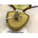 A marquis cut smoky topaz ringset in possibly 15ct gold ( hallmark rubbed)