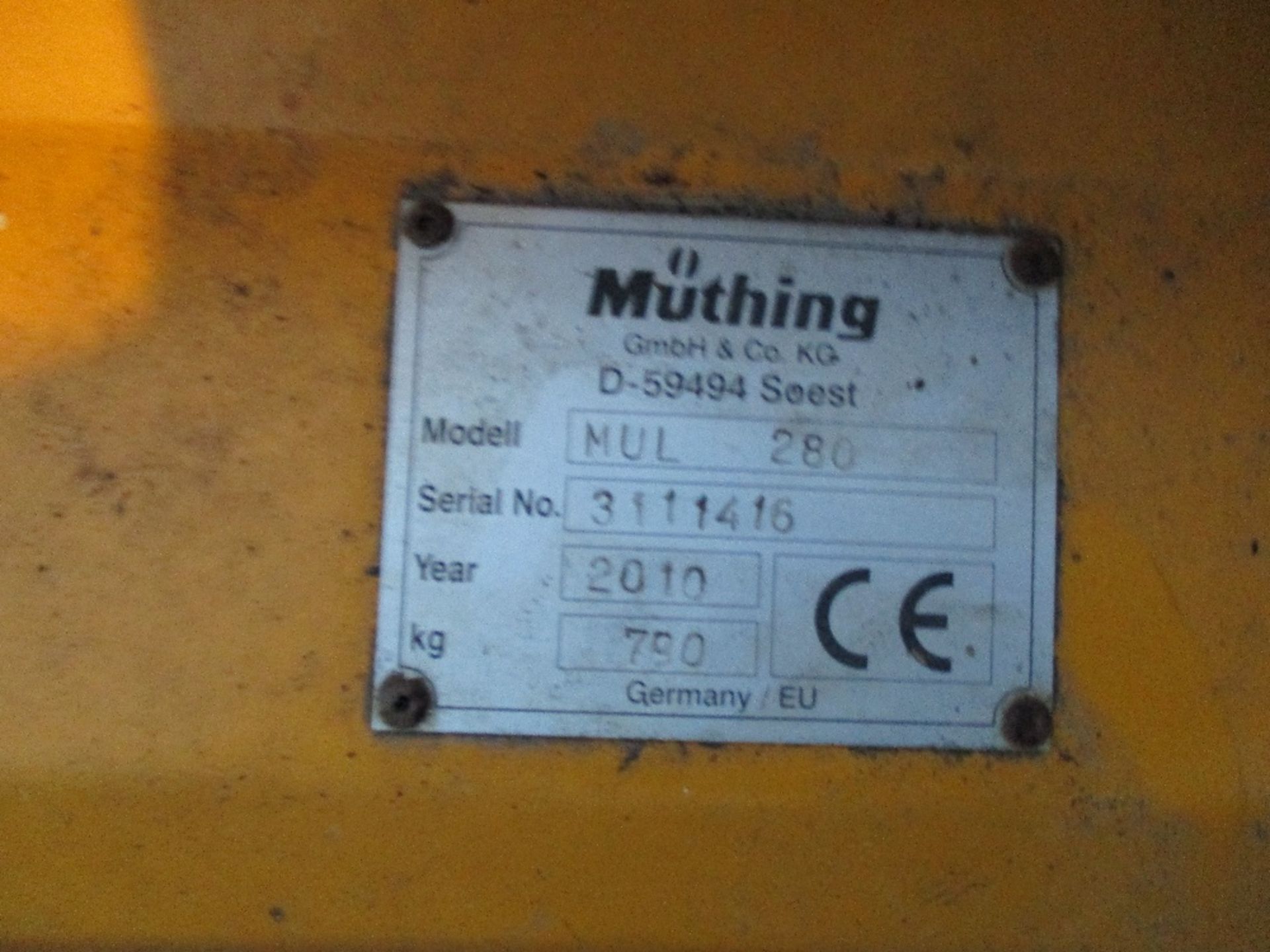 MUTHING MUL 280 FRONT OR REAR DRIVE OFFSET FLAIL MOWER YEAR 2010 BUILD - Image 8 of 8