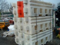 24X LARGE SIZED WATER FILLED TRAFFIC BARRIERS 12 RED 12 WHITE.