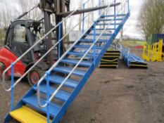 3 X STEEL STAIRCASES SUITABLE FOR MEZZANINE OR OTHER ACCESS REQUIREMENTS.