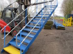 3 X STEEL STAIRCASES SUITABLE FOR MEZZANINE OR OTHER ACCESS REQUIREMENTS.