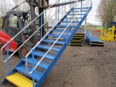 3 X STEEL STAIRCASES SUITABLE FOR MEZZANINE OR OTHER ACCESS REQUIREMENTS.