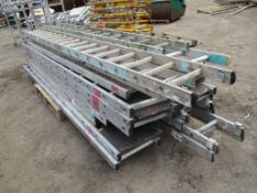Quantity of assorted ladders and staging boards