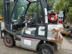 nissan fg25 2.5 ton gas forklift year 2010 with side shift the truck when tested was seen to run,