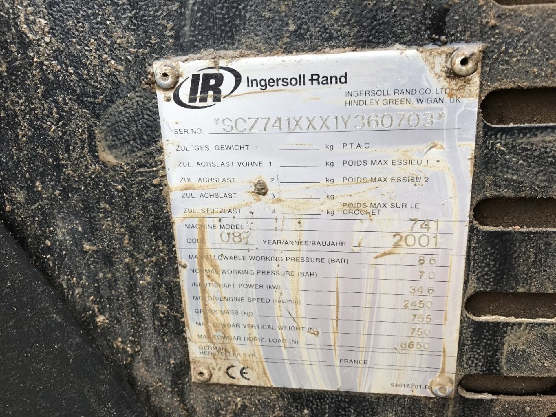 INGERSOLL RAND 741 COMPRESSOR YEAR 200 - Image 6 of 7