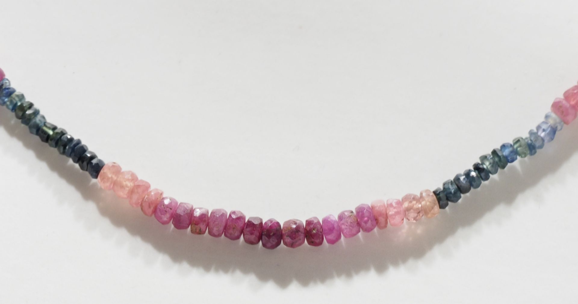 Sterling Silver Fancy Color Ruby Sapphire and Emerald (Total 60.0ct) Bead Necklace w/ New Gift - Image 2 of 4