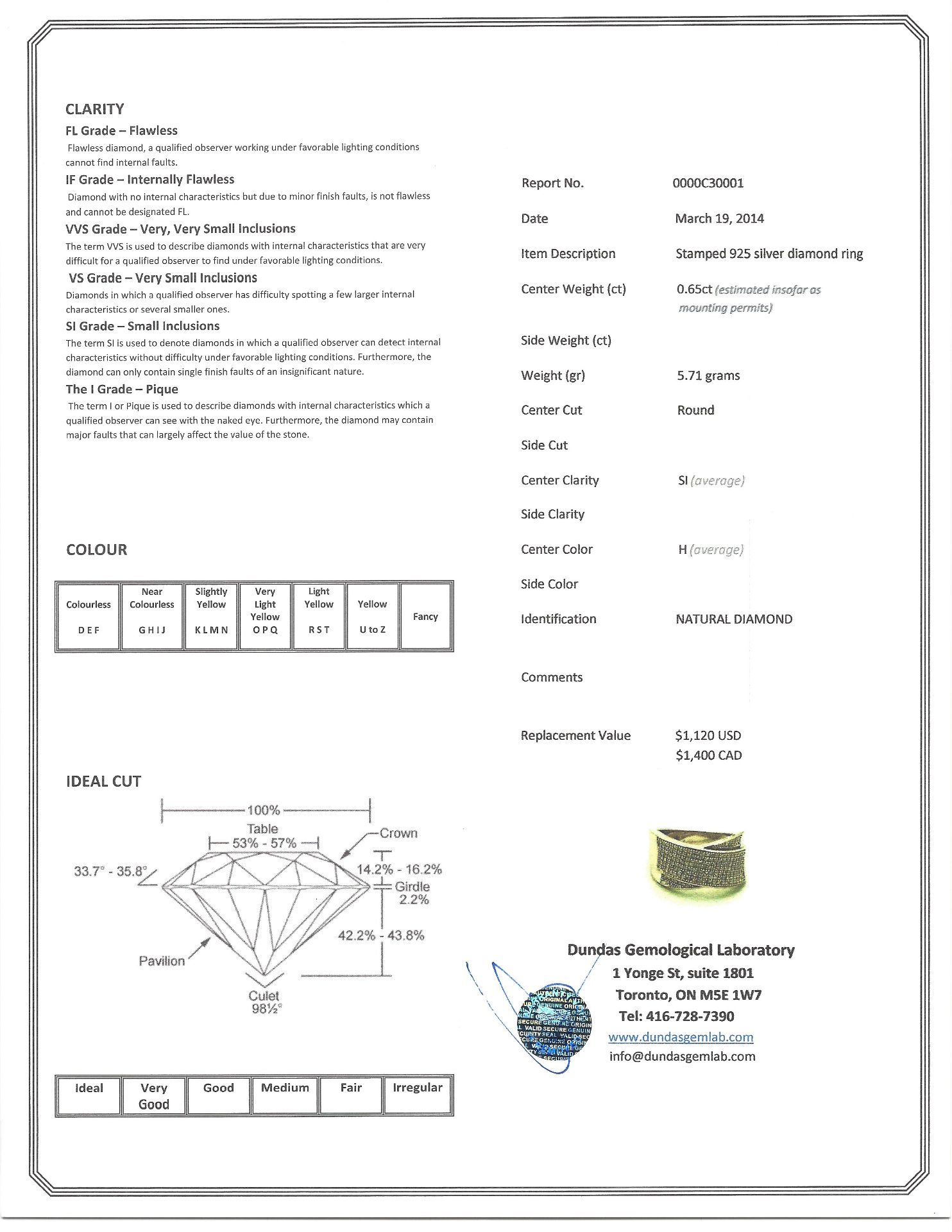 Sterling Silver Diamond (0.65ct) Men's Ring w/ New Gift Box, Insurance Value $1400 - Image 3 of 3