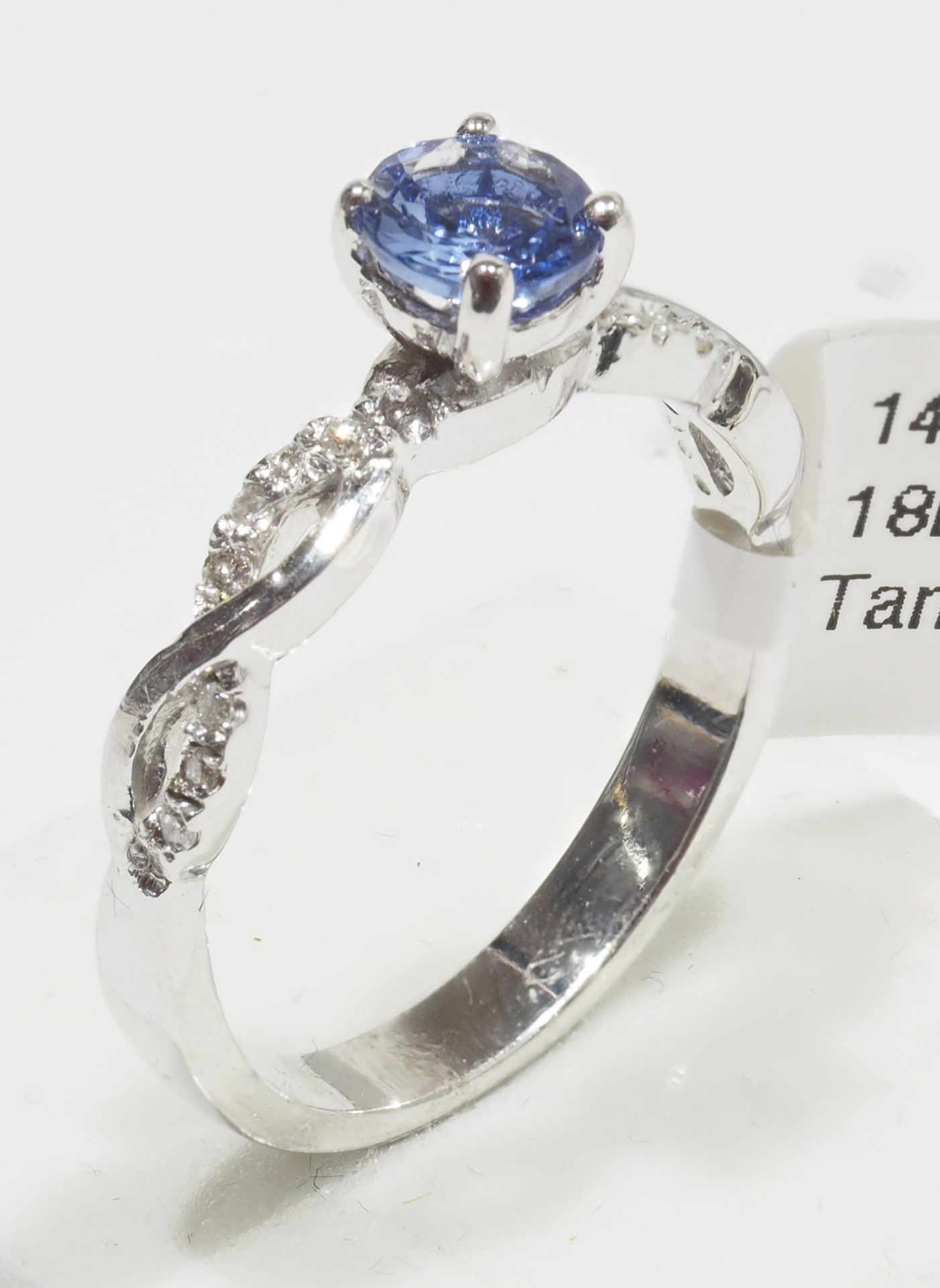 14K White Gold Tanzanite (0.55ct) and Diamond (0.18ct) Ring (Made in Canada) w/ New Gift Box, - Image 2 of 3