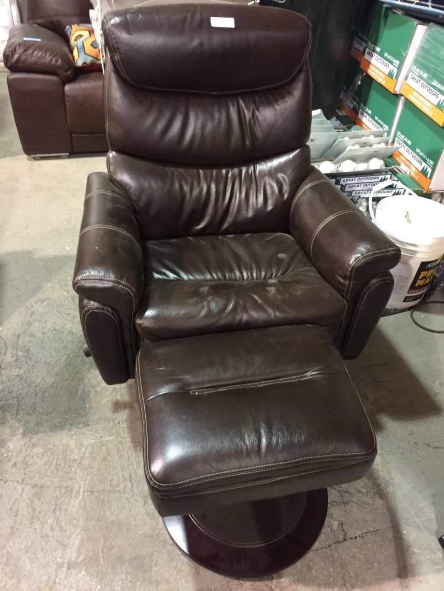 Leather Reclining Lounge Chair with ottoman