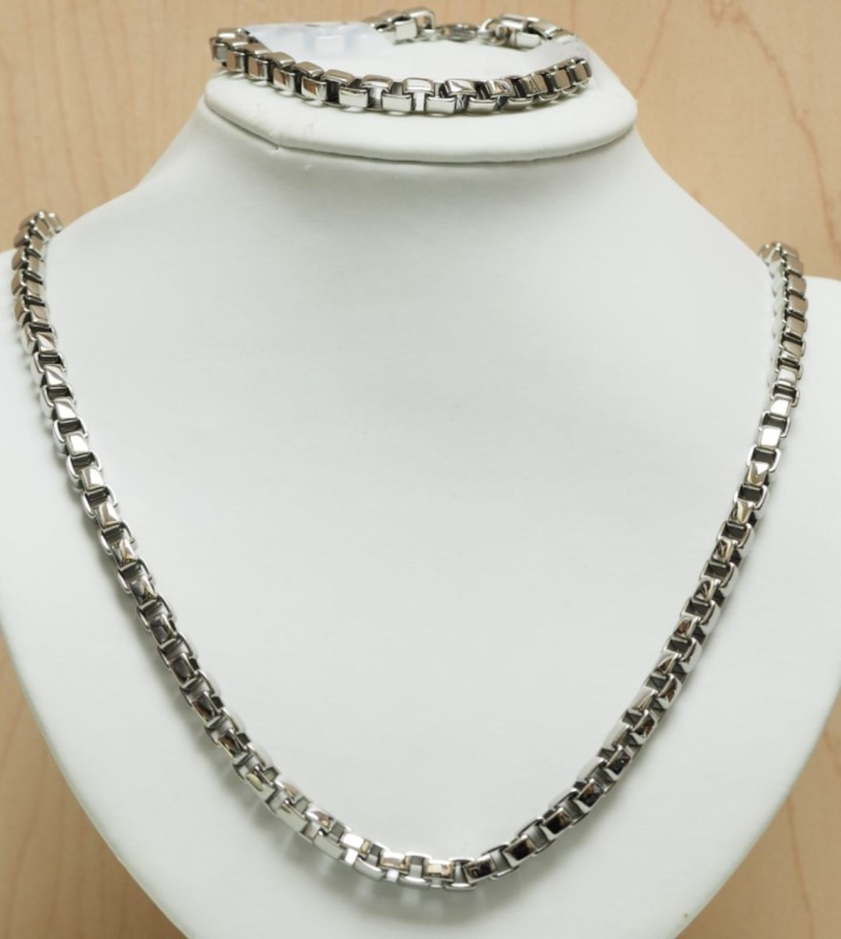 Stainless Steel Necklace and Bracelet Set Retail $360