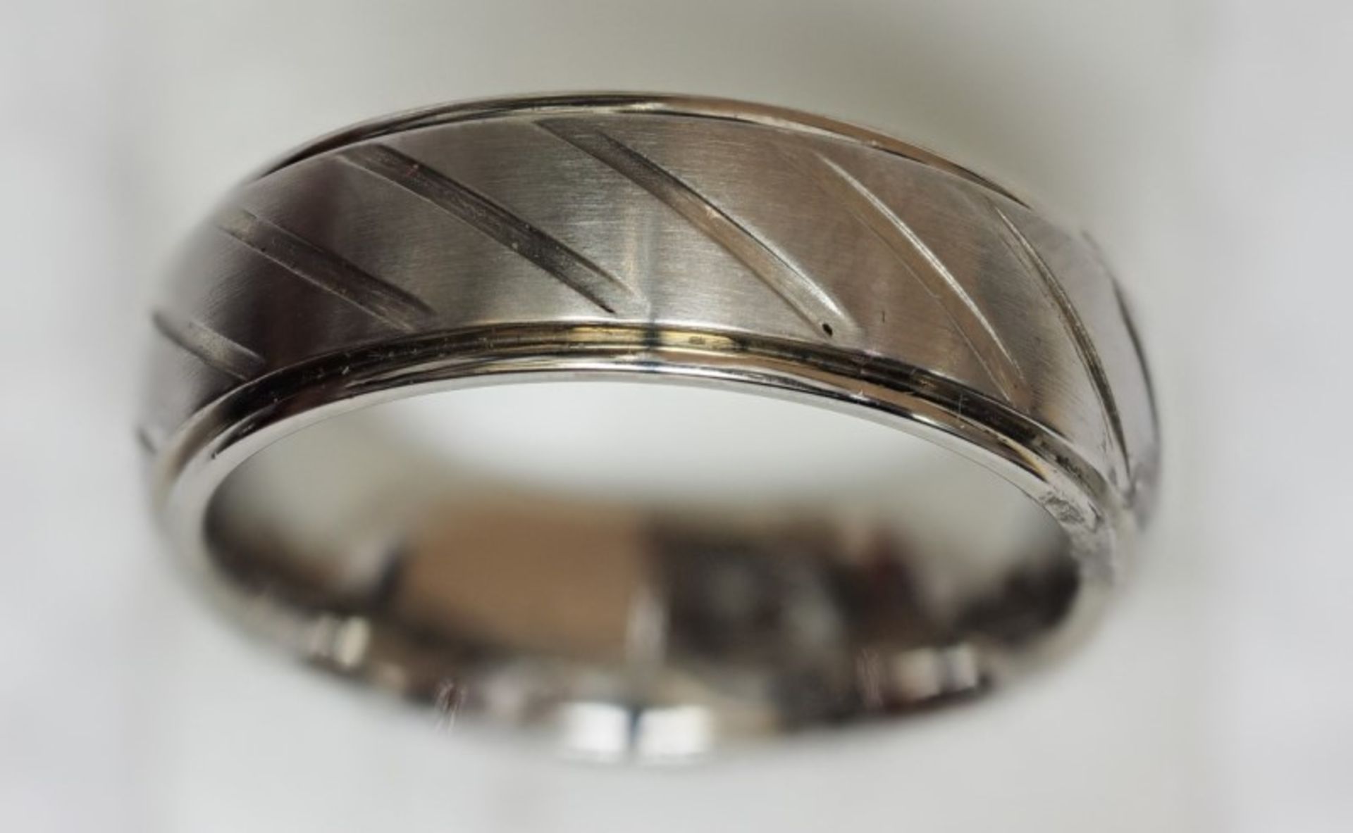 Stainless Steel Stripe Band Men's Ring Retail $100 - Image 2 of 2