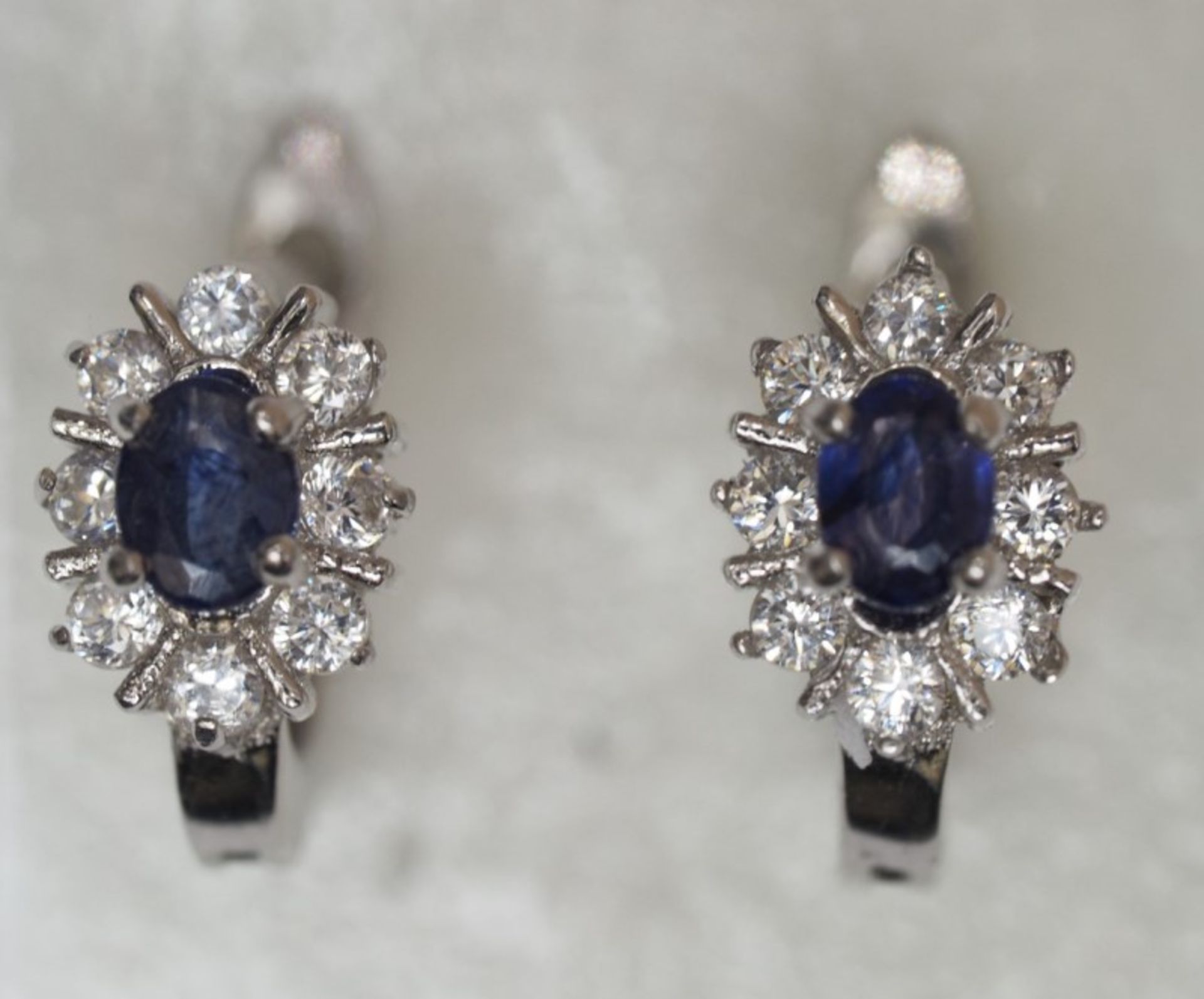 Sterling Silver Sapphire (1.00ct) & 32 White Stones Earrings,Pendants and Ring Insurance Value $500 - Bild 4 aus 5