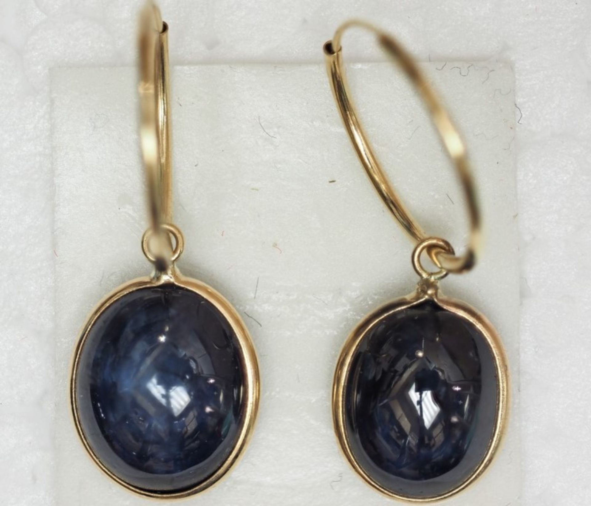 14kt Yellow Gold Sapphire (10.00ct) Hoop Earrings Insurance Value $1000 - Bild 2 aus 3