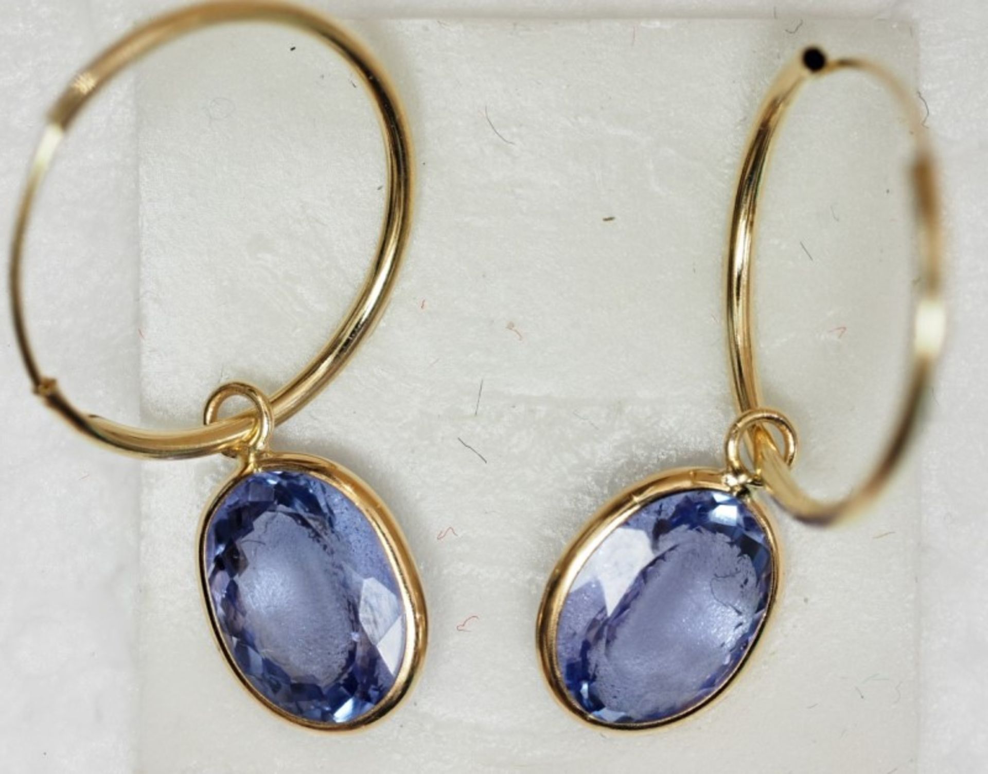 14kt Yellow Gold Tanzanite (3.60ct)Hoop Earrings Insurance Value $1800 - Bild 2 aus 4