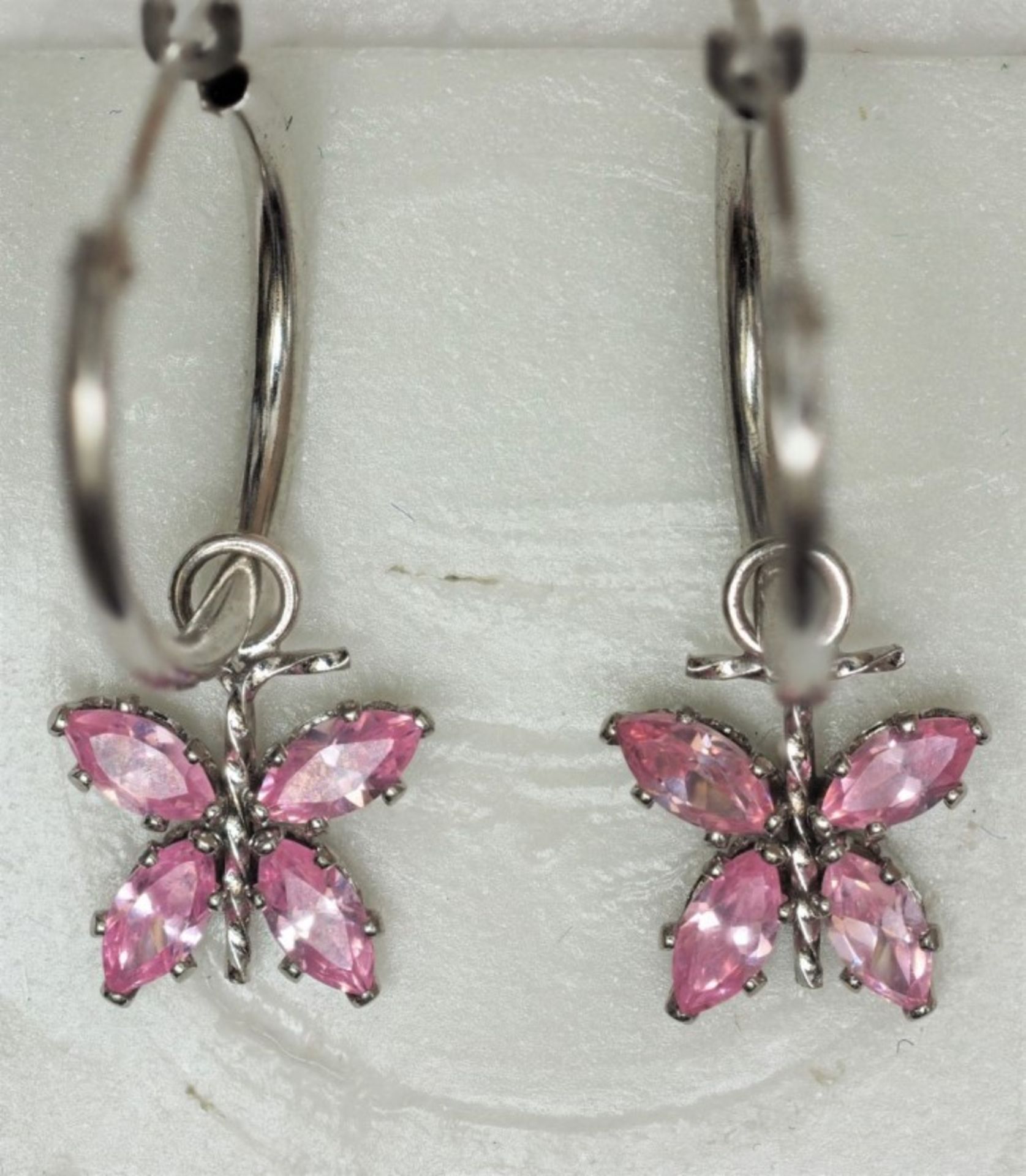 14kt Yellow Gold Pink Cubic Zirconia Butterfly Earrings Retail $600