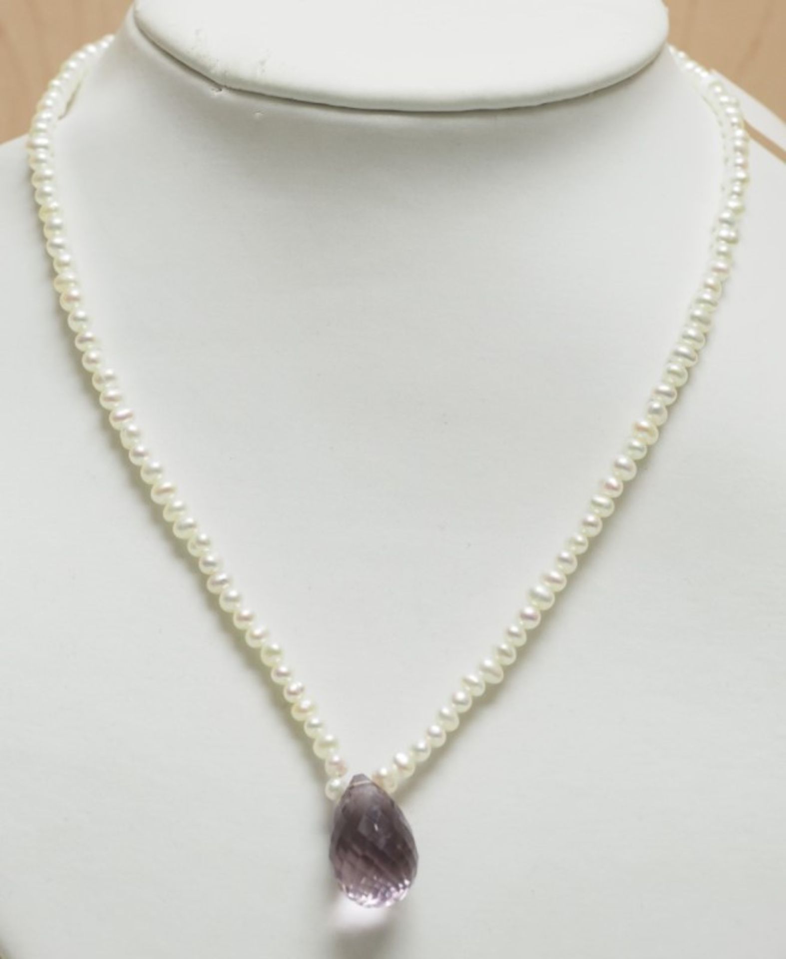 Magnetic Clasp Freshwater Pearl Neckalce Amethyst Drop (App 5ct) Retail $600