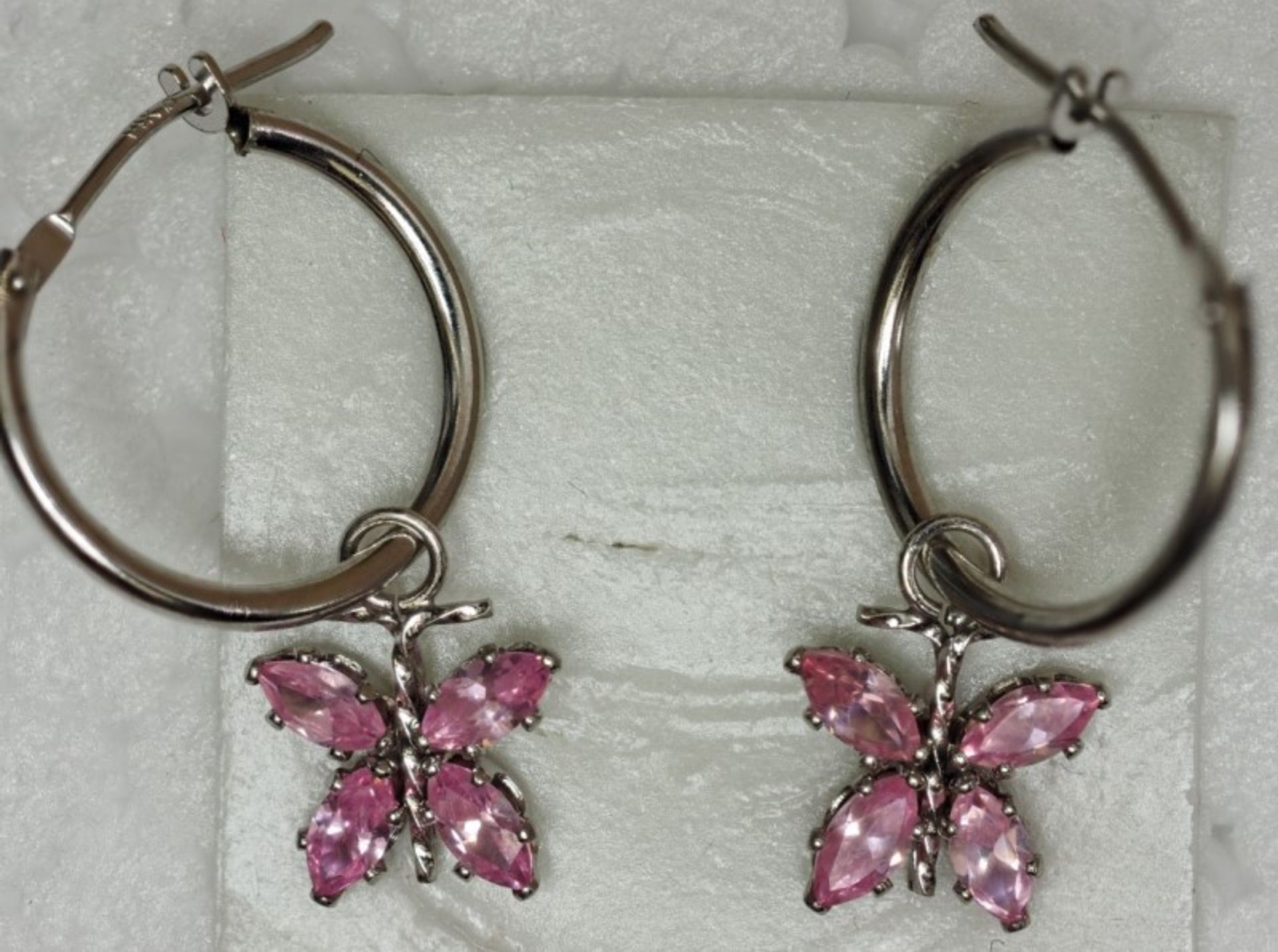 14kt Yellow Gold Pink Cubic Zirconia Butterfly Earrings Retail $600 - Bild 2 aus 3