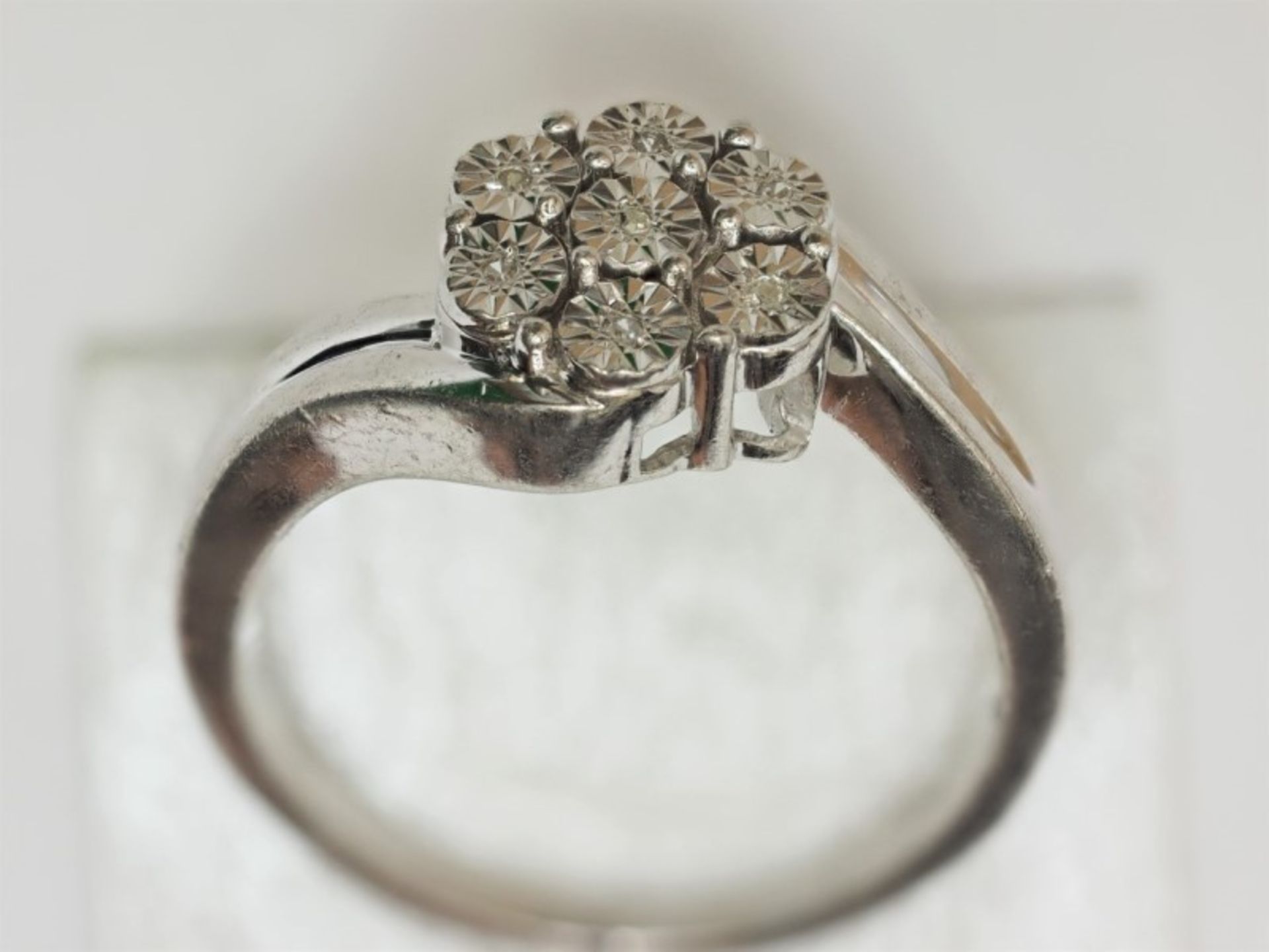 Sterling Silver Ring with 7 Diamonds Retail $250 - Image 2 of 2