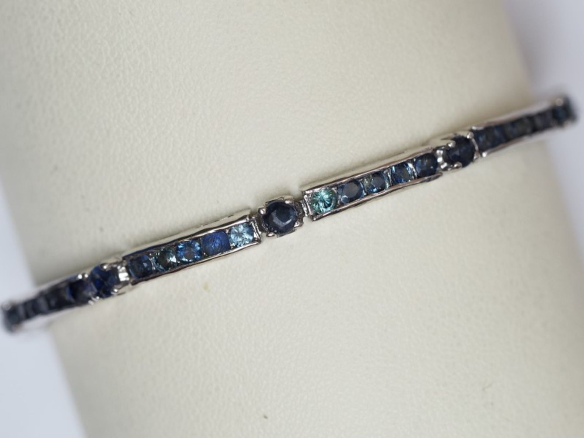 Sterling Silver Natural Blue Sapphire Bracelet Insurance Value $950