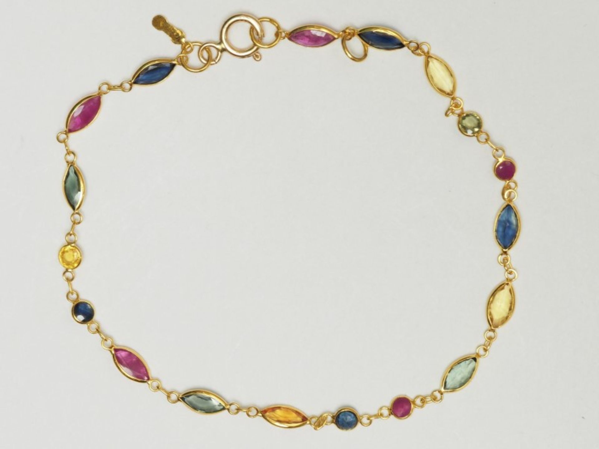 18kt Yellow Gold Ruby & Blue/Green Sapphire Bracelet Insurance Value $1999 - Image 2 of 3