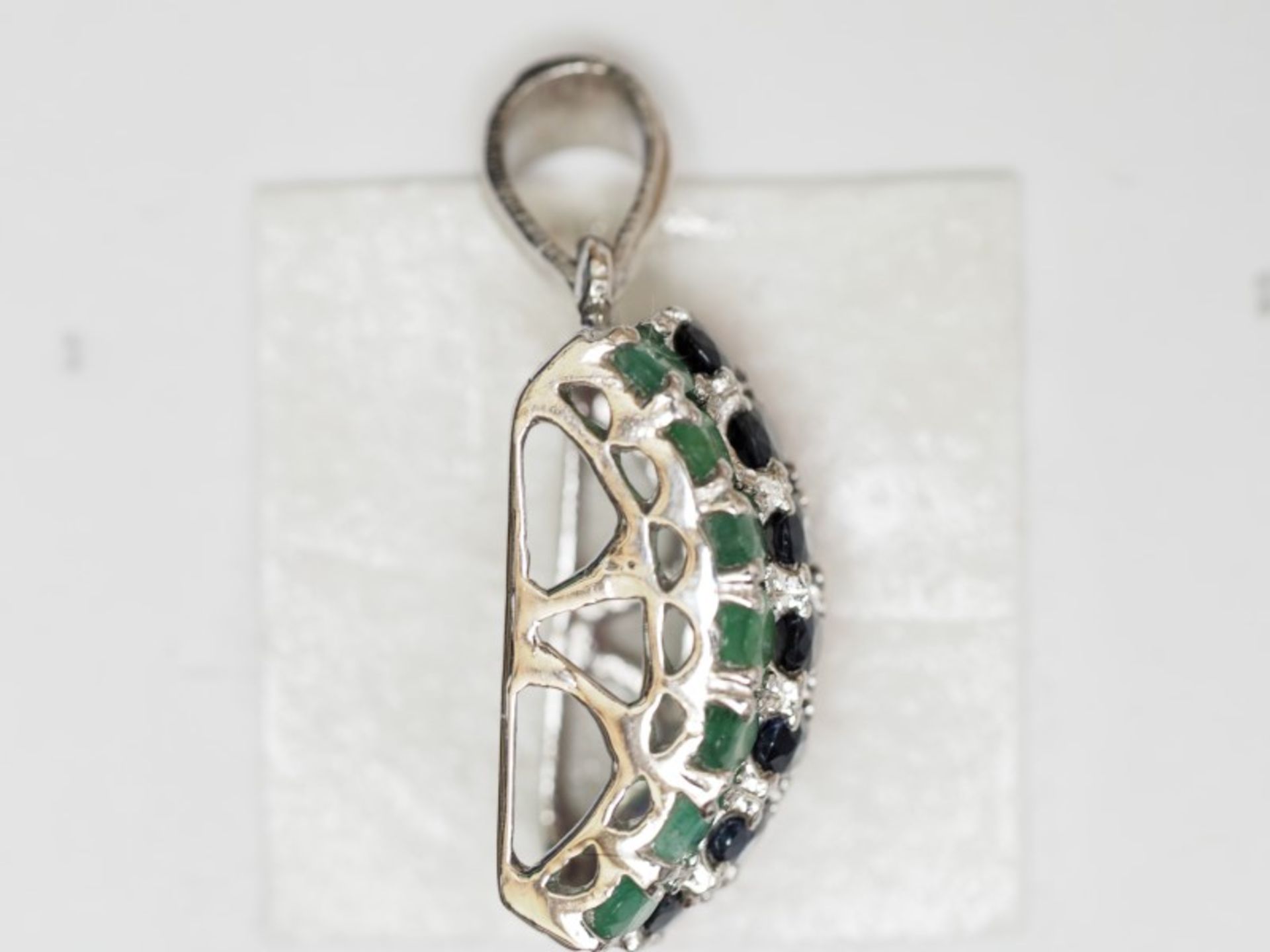 Sterling Silver Sapphire,Ruby & Emerald Pendant Retail $375 - Image 2 of 3