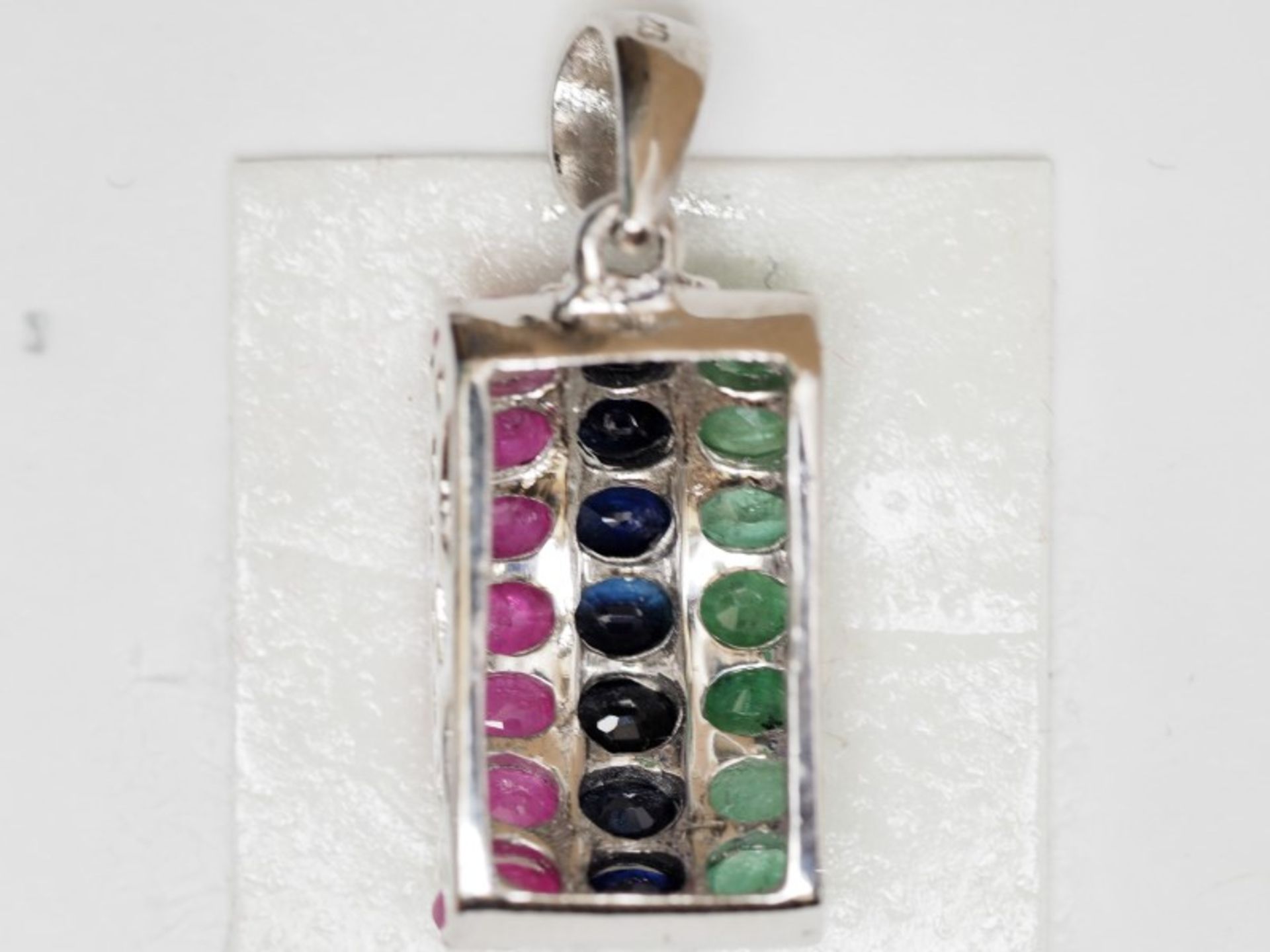 Sterling Silver Sapphire,Ruby & Emerald Pendant Retail $375 - Image 3 of 3