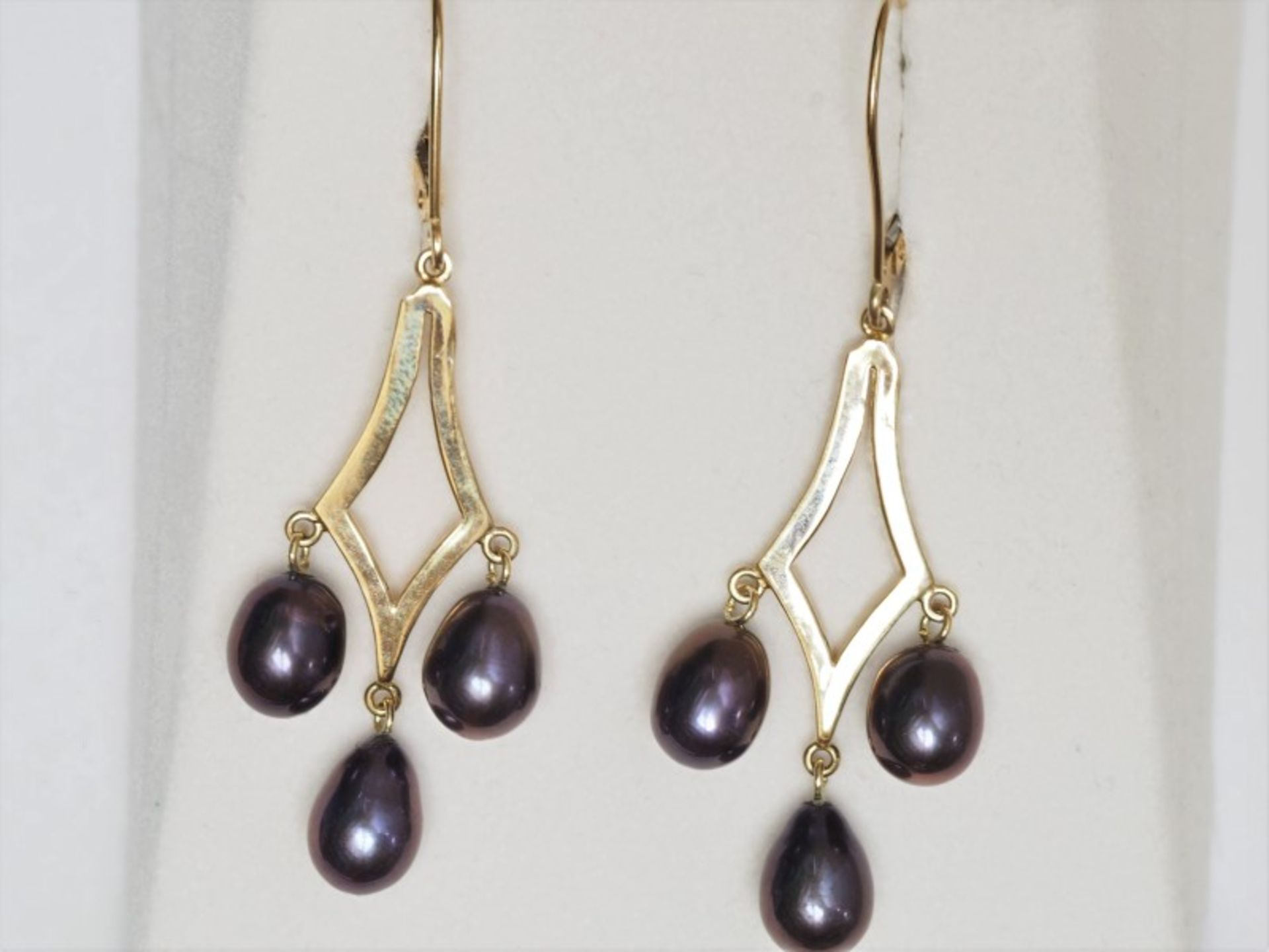 10kt Yellow Gold Freshwater Pearl Drop Style Earrings Retail $800 - Image 2 of 2