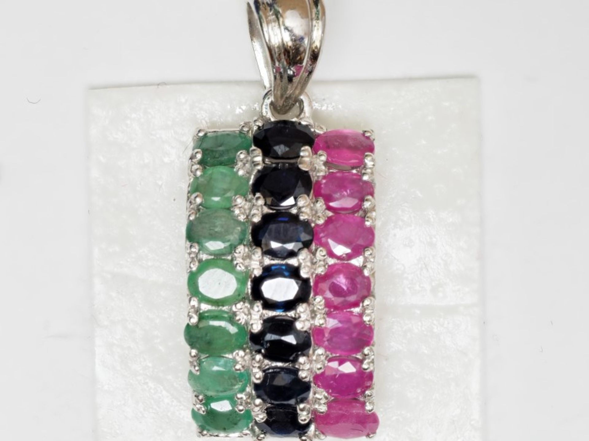 Sterling Silver Sapphire,Ruby & Emerald Pendant Retail $375