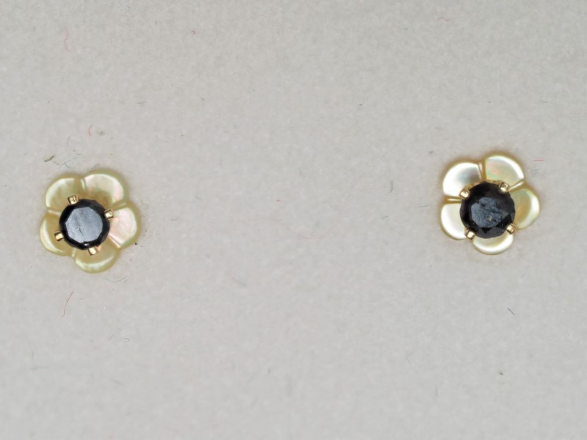 14kt Yellow Gold Two-in-One Black Diamond (0.18ct) with Mother of Pearl Jacket Earring Retail $600