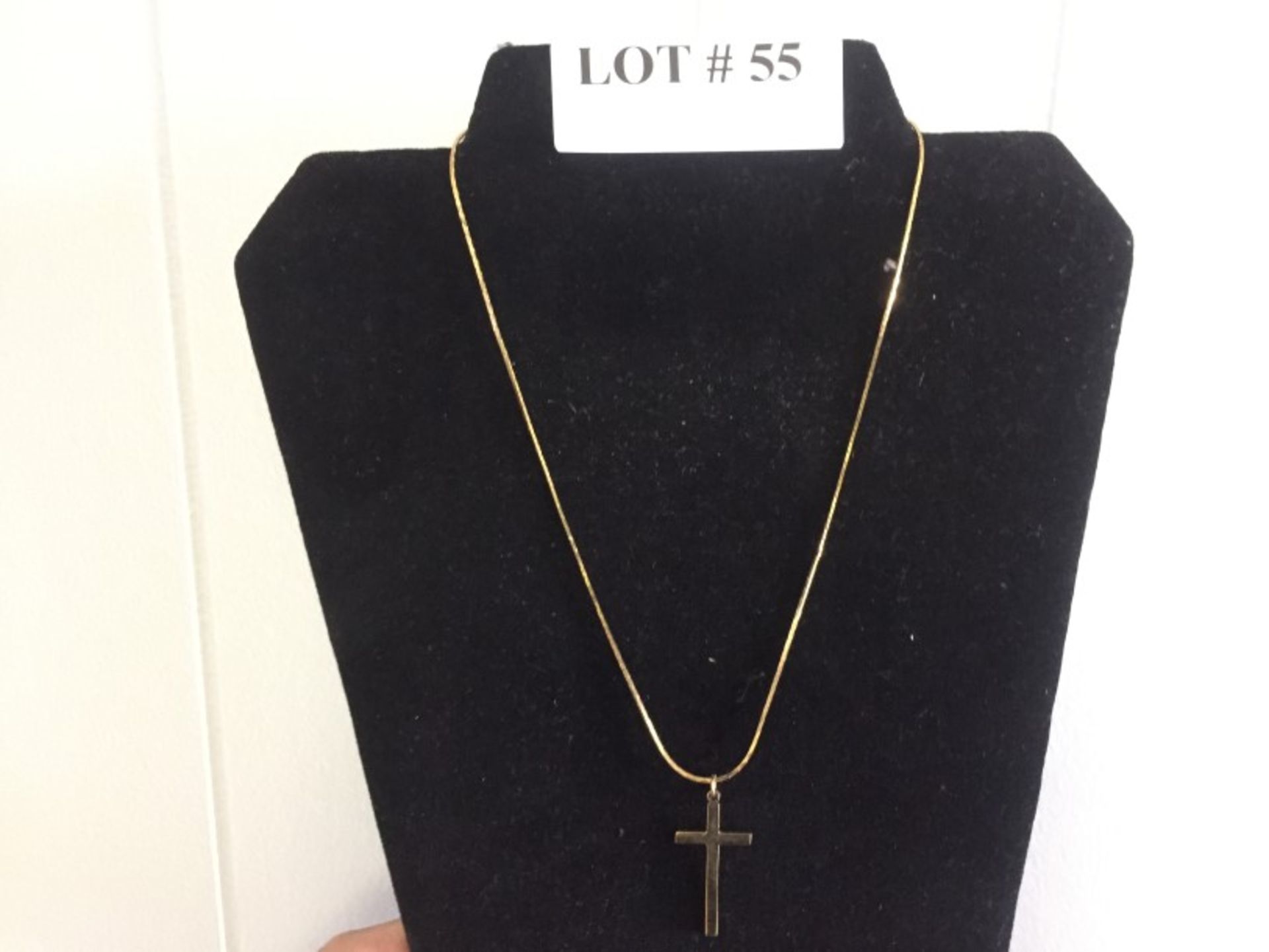 14 K Gold Plate Cross Pendant w/Chain