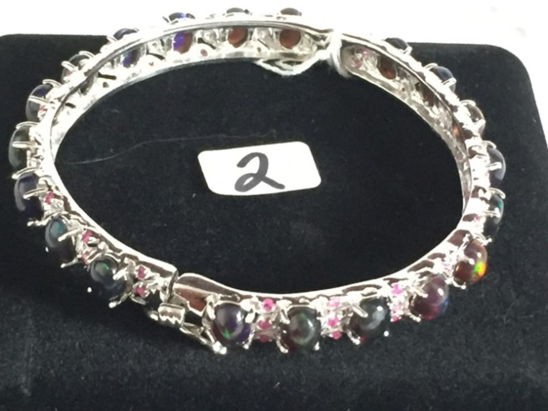 new Ladies multi gemstone silver bangle braclet