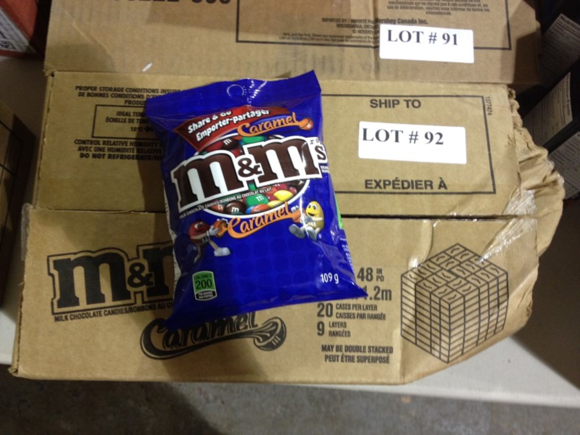 Case of M&M caramel bags