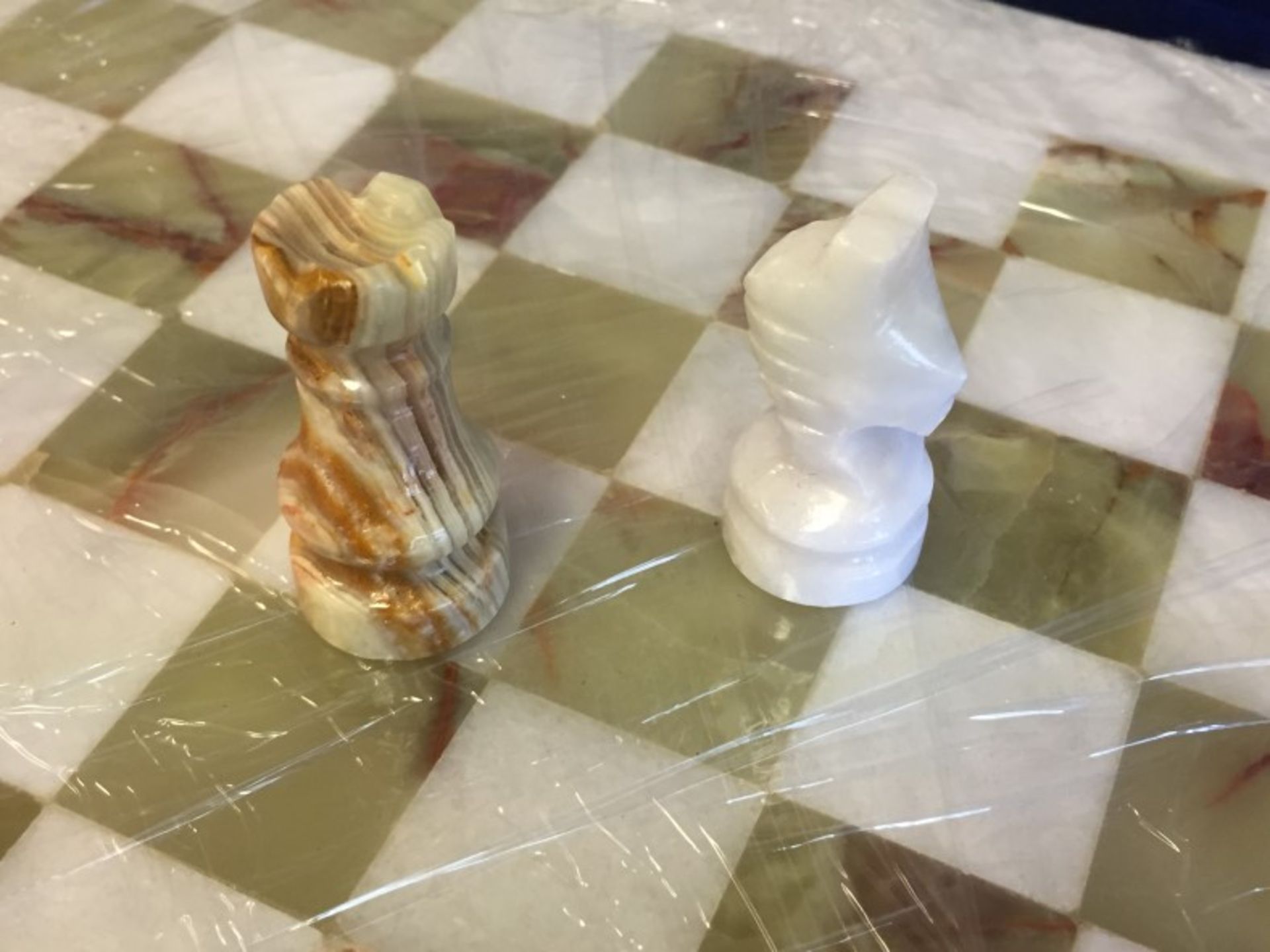 Hand Carved onyx chess set - Image 3 of 3