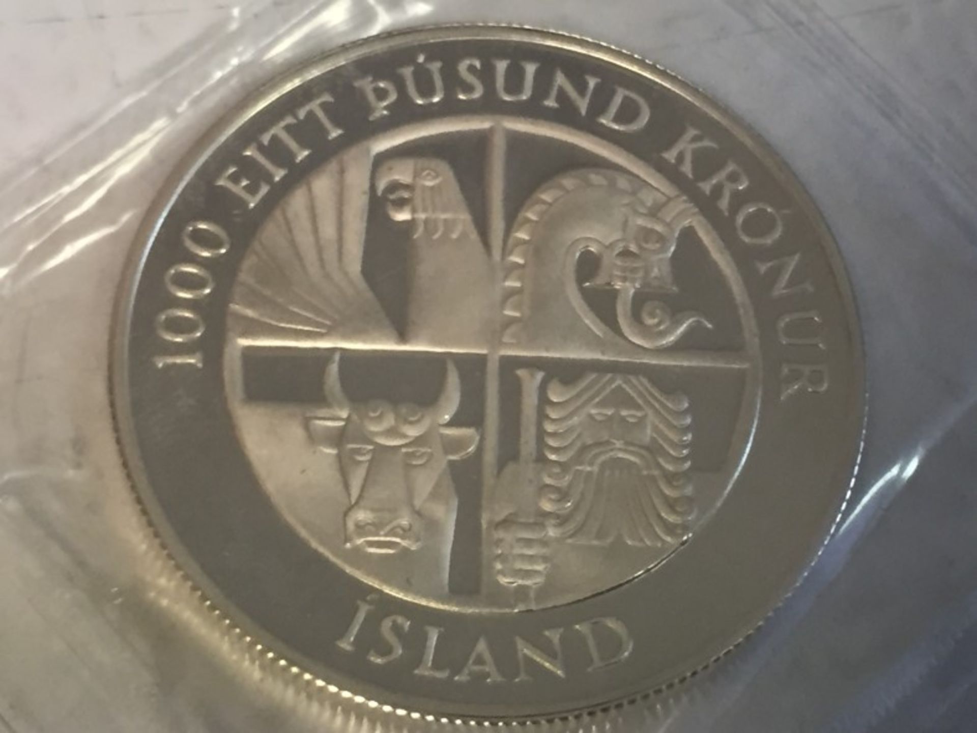 1874-1974 1000 Kronur Silver Coin - Image 2 of 2