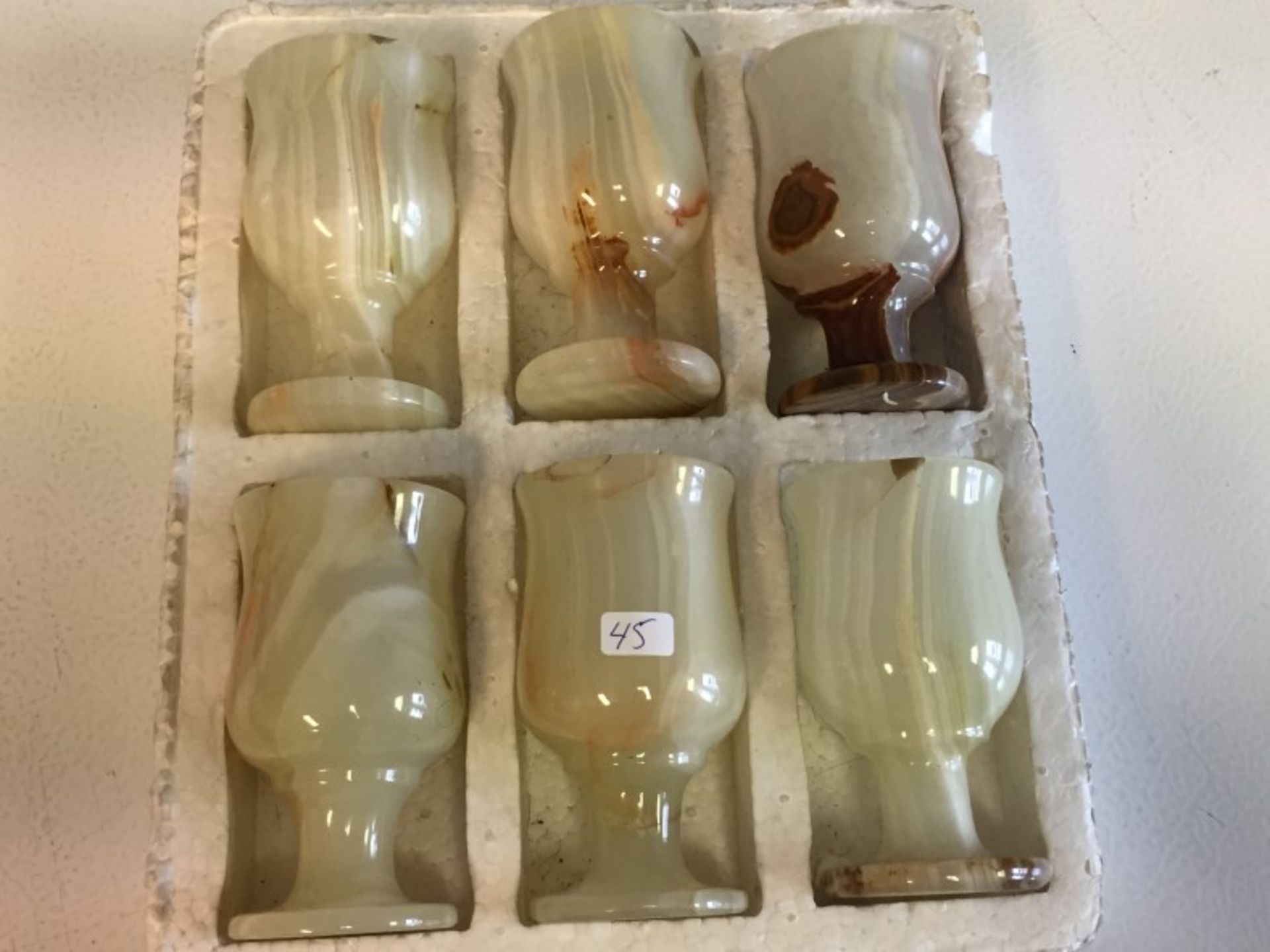 Lot of 6 Hand Carved Aperitif Glasses