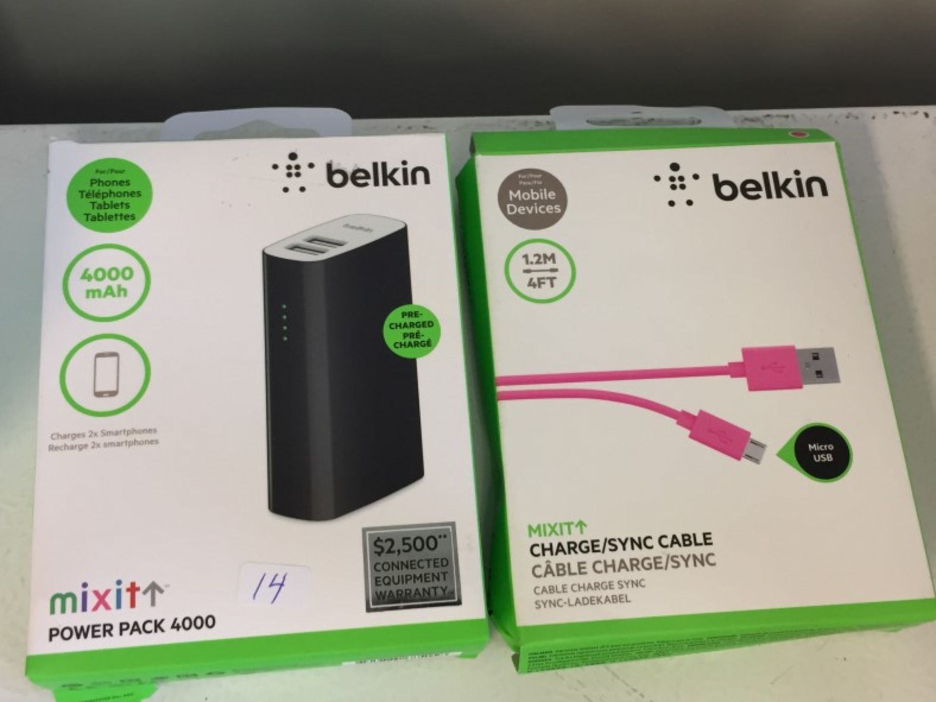 Lot of 2 - Belkin Power Pack Sync Cable