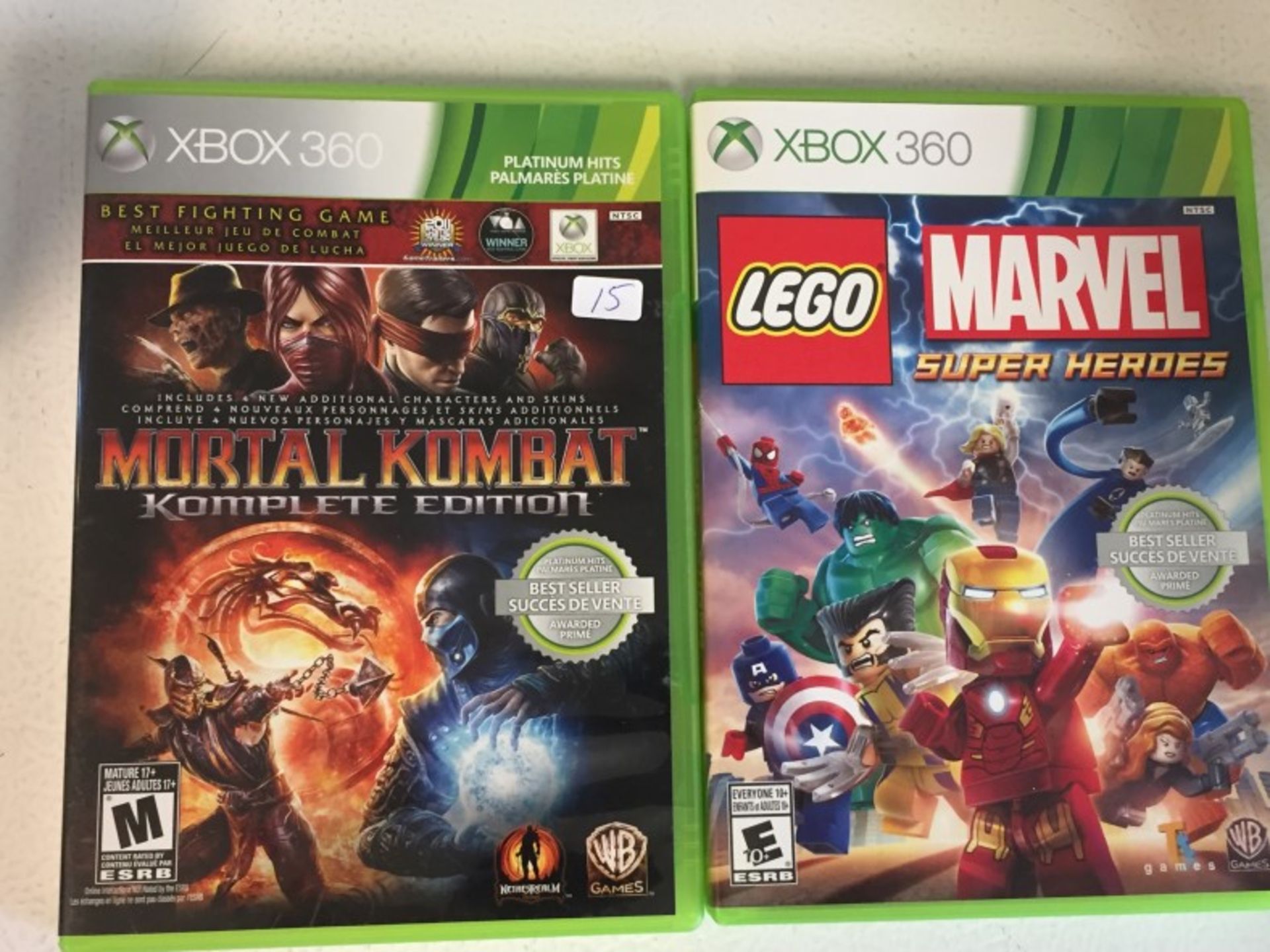 Lot of 2 Xbox 360 - Mortal Combat & Marvel